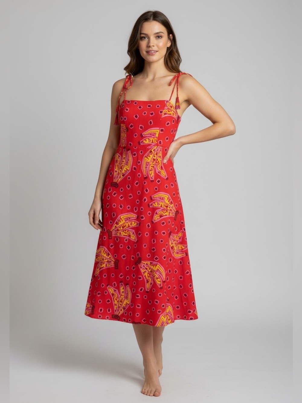 House of Harlow 1960 / Red Retro Tiki Banana Print Dress